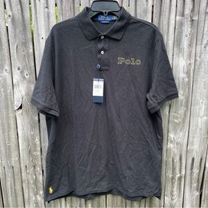 Polo Ralph Lauren Men’s Size Large Black Gold POLO Spell Out Classic Fit Shirt